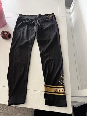 PINK Victoria's Secret Black Leggings with Gold UCF Knights Accent
